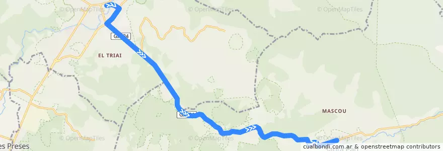 Mapa del recorrido LINEA Olot - Santa Pau de la línea  en Гарроча.