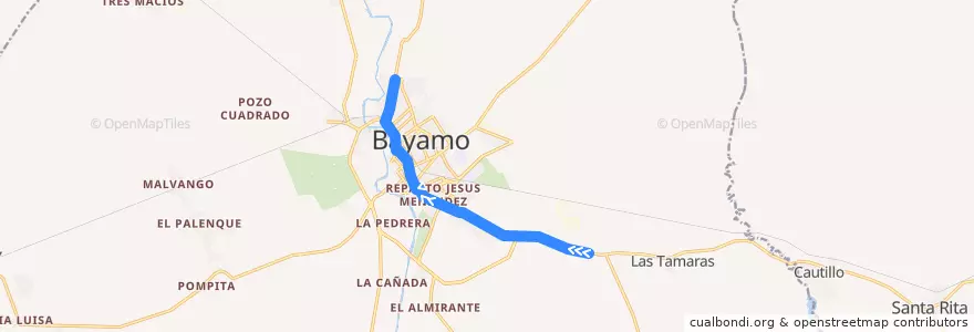 Mapa del recorrido Campestre-Combinado Lácteo de la línea  en Ciudad de Bayamo.