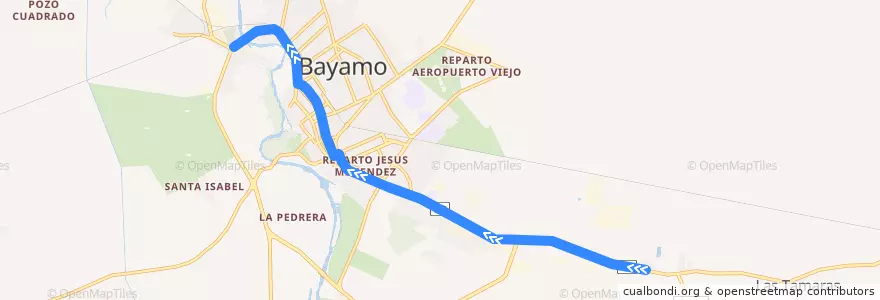 Mapa del recorrido Campestre-La Pedrera de la línea  en Ciudad de Bayamo.