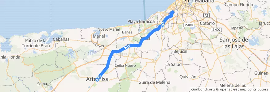 Mapa del recorrido Ruta 635 Artemisa Lido de la línea  en Cuba.