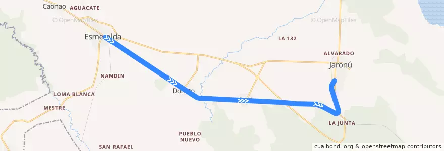 Mapa del recorrido Carahata Jaronú de la línea  en Esmeralda.