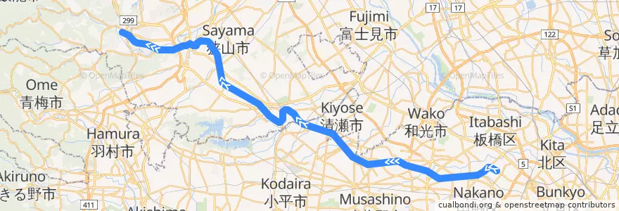 Mapa del recorrido 西武有楽町・池袋線 de la línea  en اليابان.