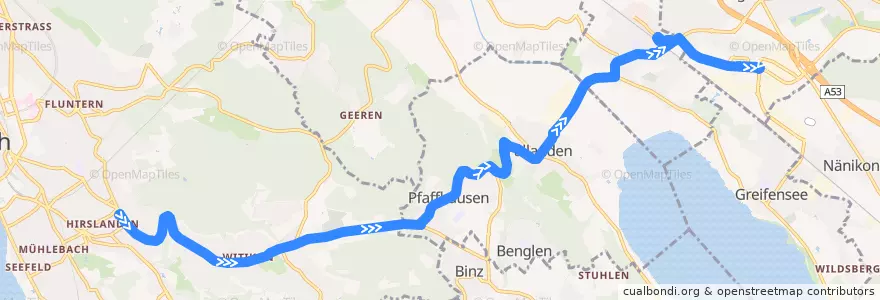 Mapa del recorrido Bus 704: Zürich, Klusplatz → Volketswil, Hofwisen de la línea  en زوریخ.