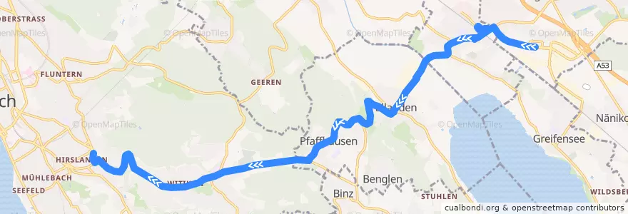 Mapa del recorrido Bus 704: Volketswil, Hofwisen → Zürich, Klusplatz de la línea  en زوریخ.