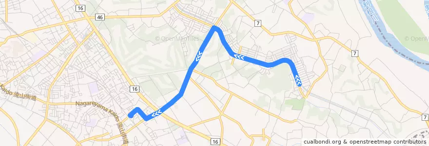 Mapa del recorrido 茨急バス 野田梅郷住宅⇒梅郷駅 de la línea  en 野田市.