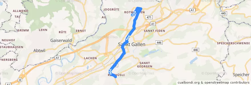 Mapa del recorrido Bus 5: Rotmonten => Riethüsli de la línea  en St. Gallen.