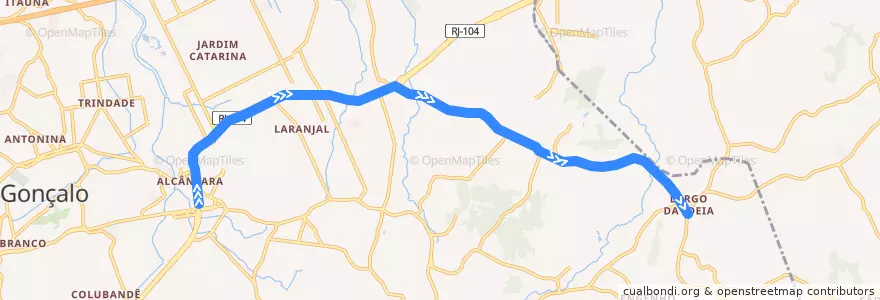 Mapa del recorrido Alcântara-Largo da Ideia de la línea  en São Gonçalo.