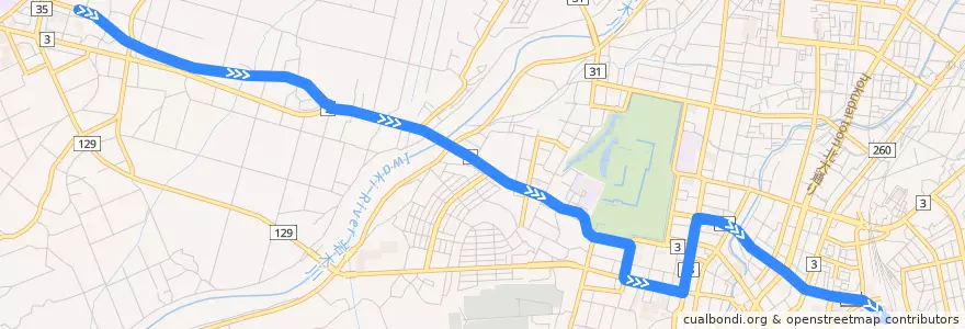 Mapa del recorrido 岩木庁舎線 de la línea  en 弘前市.