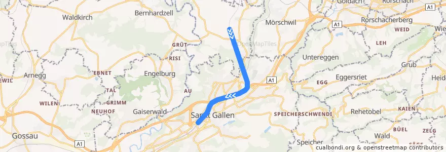 Mapa del recorrido S82: Wittenbach => St. Gallen de la línea  en Wahlkreis St. Gallen.
