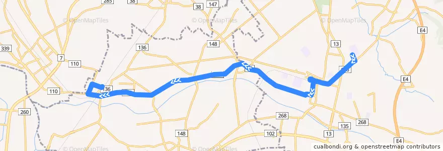 Mapa del recorrido 黒石〜川部線 de la línea  en Prefettura di Aomori.