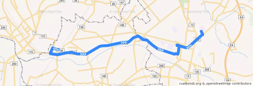 Mapa del recorrido 黒石〜川部線 de la línea  en 青森県.