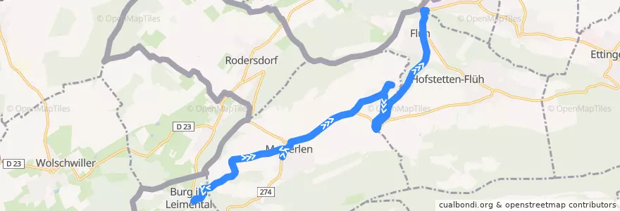 Mapa del recorrido Bus 69: Metzerlen, Challstrasse => Burg im Leimental => Flüh, Bahnhof de la línea  en Дорнек.
