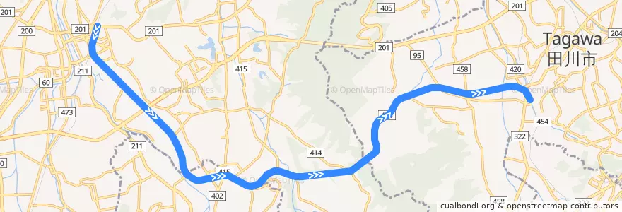 Mapa del recorrido JR後藤寺線 de la línea  en Prefectura de Fukuoka.