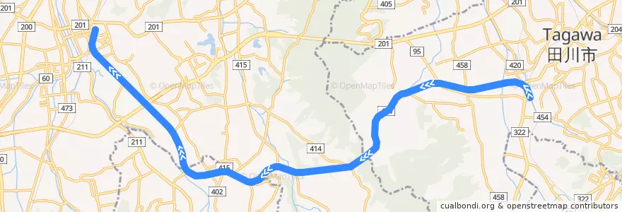 Mapa del recorrido JR後藤寺線 de la línea  en 후쿠오카현.