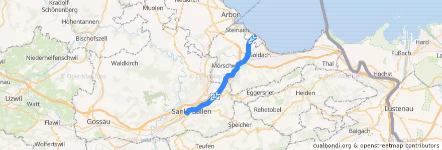 Mapa del recorrido Bus N91: Horn, Bahnhof => St. Gallen, Bahnhof de la línea  en Sankt Gallen.