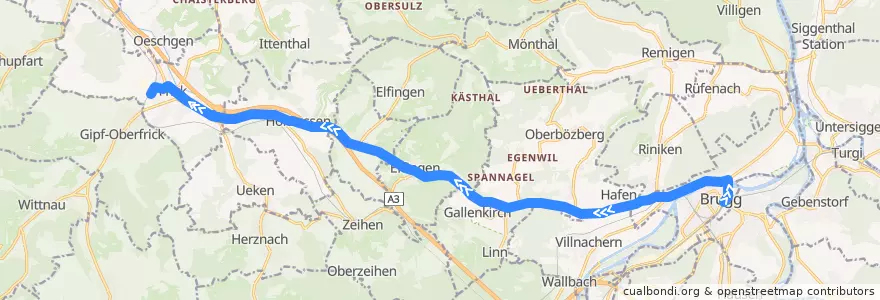 Mapa del recorrido Bus 137: Brugg AG => Frick de la línea  en Aargau.
