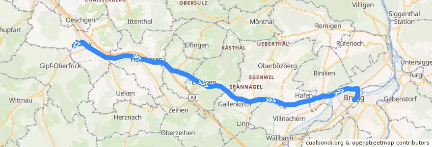 Mapa del recorrido Bus 137: Frick => Brugg AG de la línea  en Aargau.