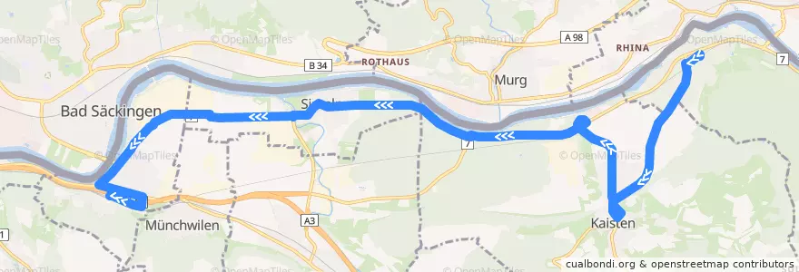 Mapa del recorrido Bus 143: Laufenburg => Kaisten => Stein-Säckingen de la línea  en Aargau.