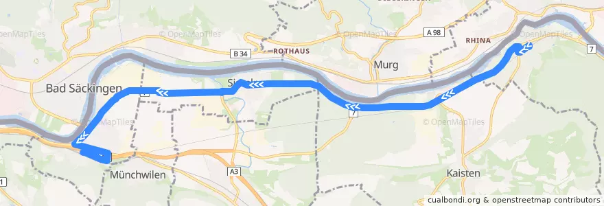 Mapa del recorrido Bus 143: Laufenburg => Stein-Säckingen de la línea  en Аргау.