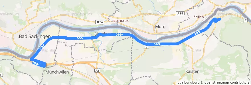 Mapa del recorrido Bus 143: Stein-Säckingen => Laufenburg de la línea  en Aargau.