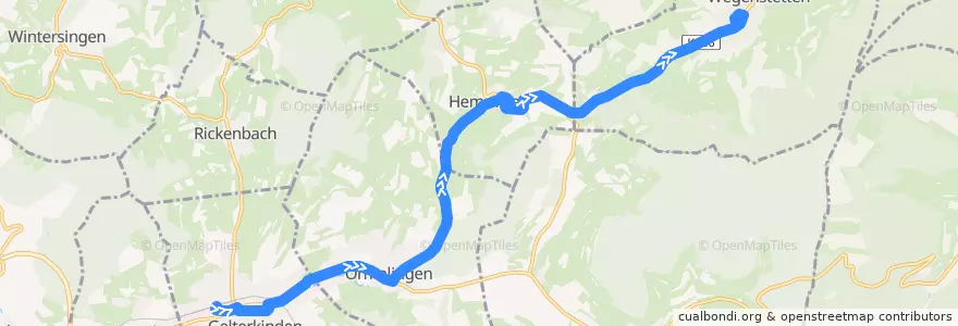 Mapa del recorrido Bus 101: Gelterkinden, Bahnhof => Wegenstetten, Oberdorf de la línea  en 스위스.