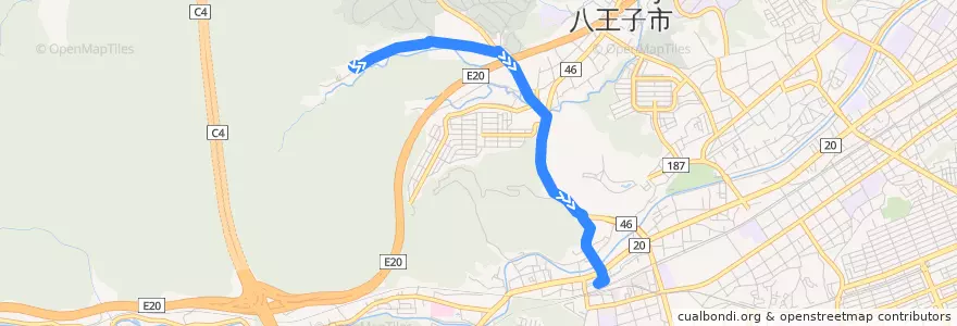Mapa del recorrido 城01 de la línea  en Hachioji.