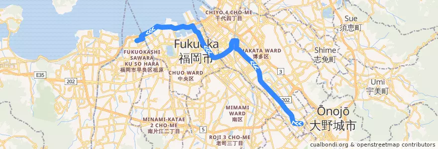 Mapa del recorrido 諸岡線44番 de la línea  en 福岡市.