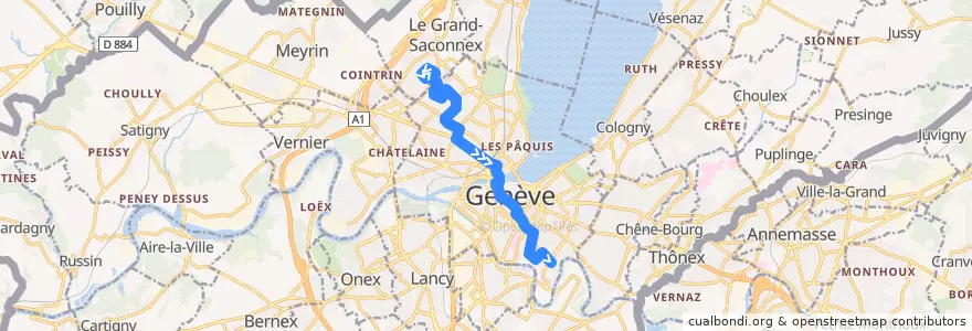 Mapa del recorrido Trolleybus 3: Gardiol → Crêts-de-Champel de la línea  en Genève.