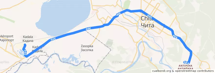Mapa del recorrido Маршрутное такси №25 de la línea  en チタ管区.