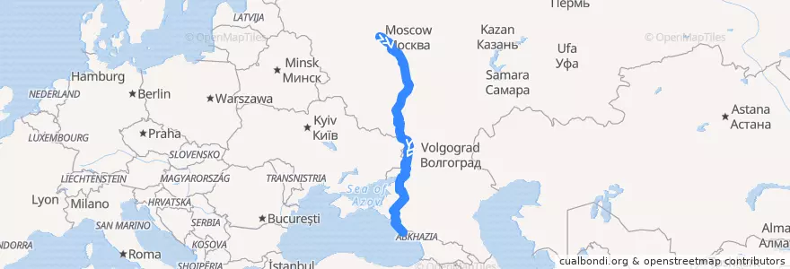 Mapa del recorrido Москва — Адлер de la línea  en 러시아.