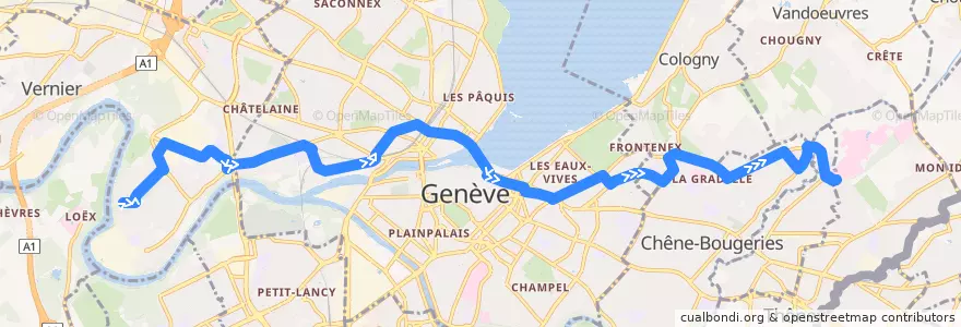 Mapa del recorrido Bus 9: Lignon-Tours → Petit-Bel-Air de la línea  en 日內瓦.