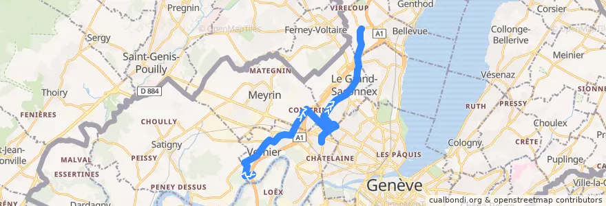 Mapa del recorrido Bus 53: Vernier-Parfumerie → Colovrex de la línea  en Geneva.
