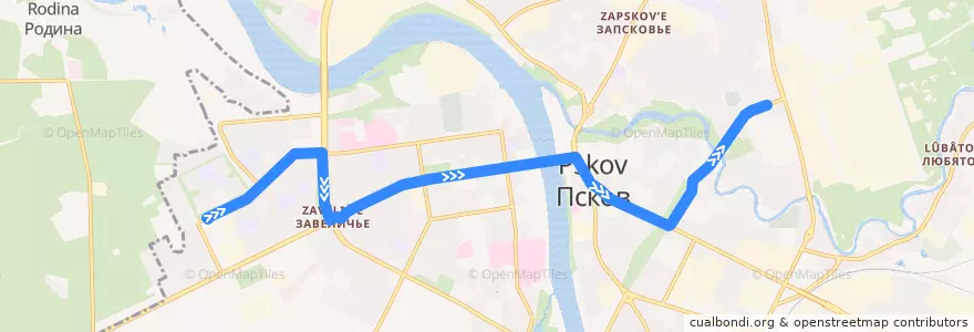 Mapa del recorrido Автобус №3 de la línea  en городской округ Псков.