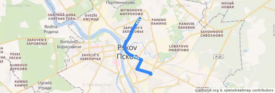 Mapa del recorrido Автобус №11 de la línea  en городской округ Псков.