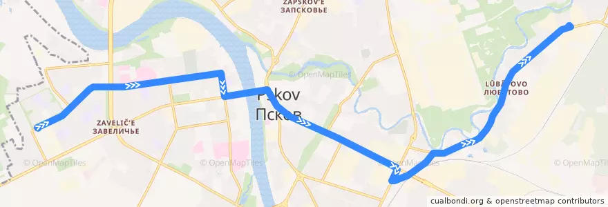 Mapa del recorrido Автобус №14 de la línea  en городской округ Псков.