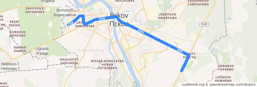 Mapa del recorrido Автобус №4 de la línea  en городской округ Псков.