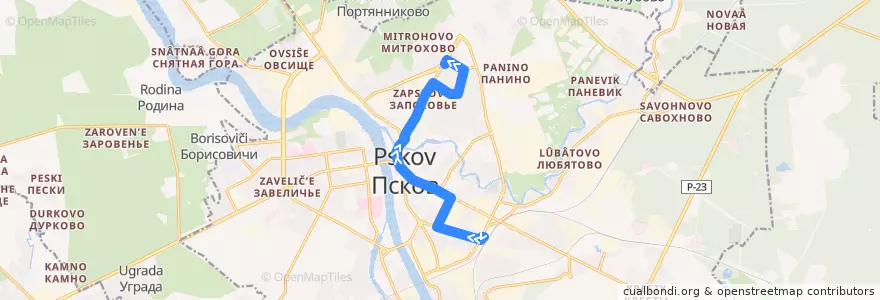 Mapa del recorrido Автобус №11 обратный de la línea  en городской округ Псков.