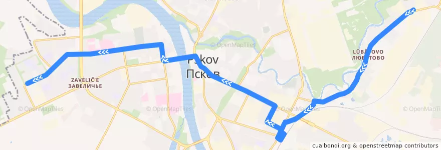 Mapa del recorrido Автобус №14 обратный de la línea  en городской округ Псков.