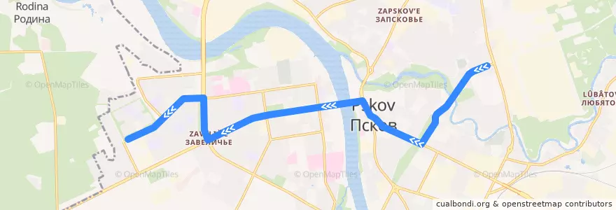 Mapa del recorrido Автобус №3 обратный de la línea  en городской округ Псков.
