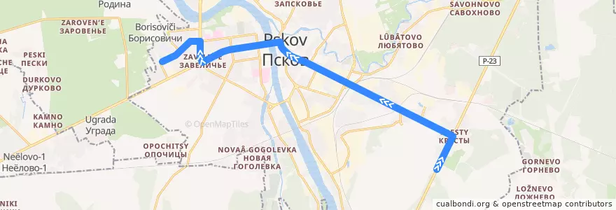 Mapa del recorrido Автобус №4 обратный de la línea  en городской округ Псков.