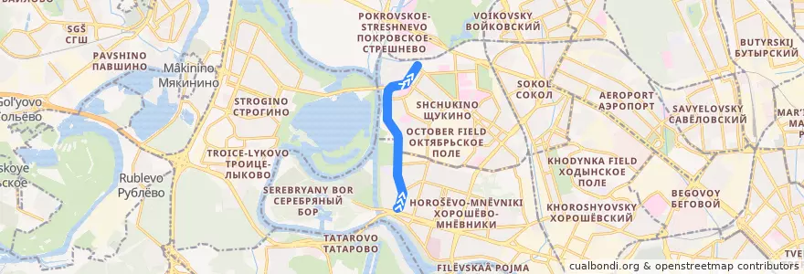 Mapa del recorrido Трамвай 28к: Проспект Маршала Жукова => Метро «Щукинская» de la línea  en Nordwestlicher Verwaltungsbezirk.