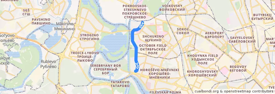 Mapa del recorrido Трамвай 28к: Метро «Щукинская» => Проспект Маршала Жукова de la línea  en Северо-Западный административный округ.