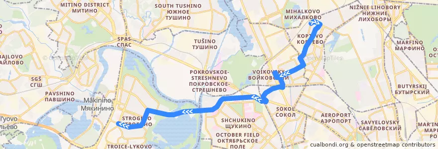 Mapa del recorrido Трамвай 30: Михалково => Улица Кулакова de la línea  en Moskou.