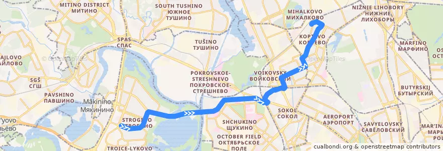 Mapa del recorrido Трамвай 30: Улица Кулакова => Михалково de la línea  en Москва.