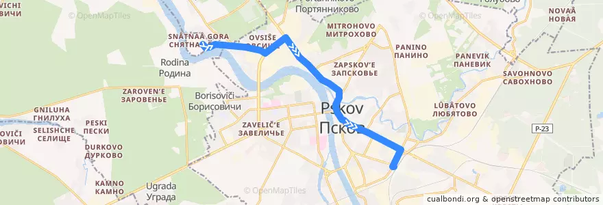 Mapa del recorrido Автобус №1 de la línea  en городской округ Псков.
