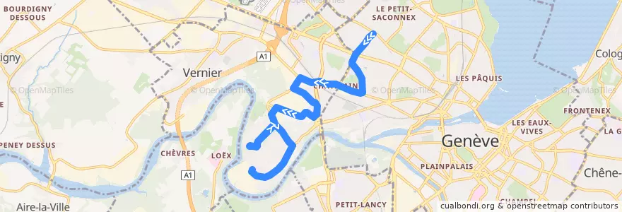 Mapa del recorrido Bus 51: Mervelet → CO Renard de la línea  en Ginebra.