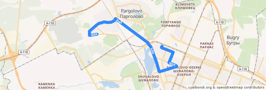 Mapa del recorrido Автобус № 397: СПК "Пригородный" => улица Жени Егоровой de la línea  en Выборгский район.