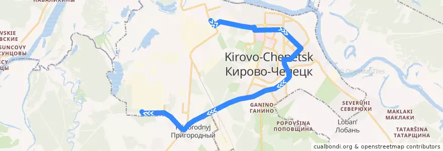 Mapa del recorrido 6 de la línea  en городской округ Кирово-Чепецк.