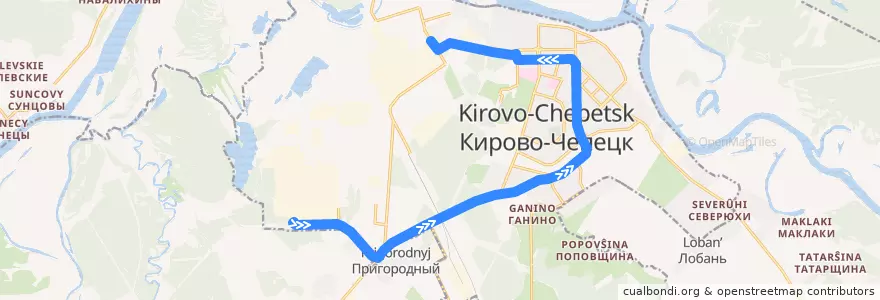 Mapa del recorrido 60 de la línea  en городской округ Кирово-Чепецк.