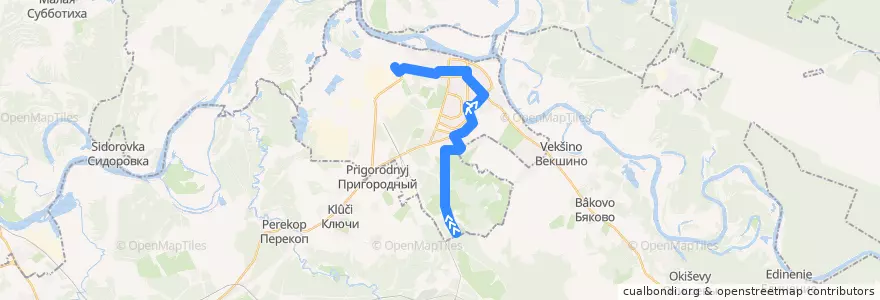 Mapa del recorrido 7 de la línea  en キロヴォ=チェペツク管区.
